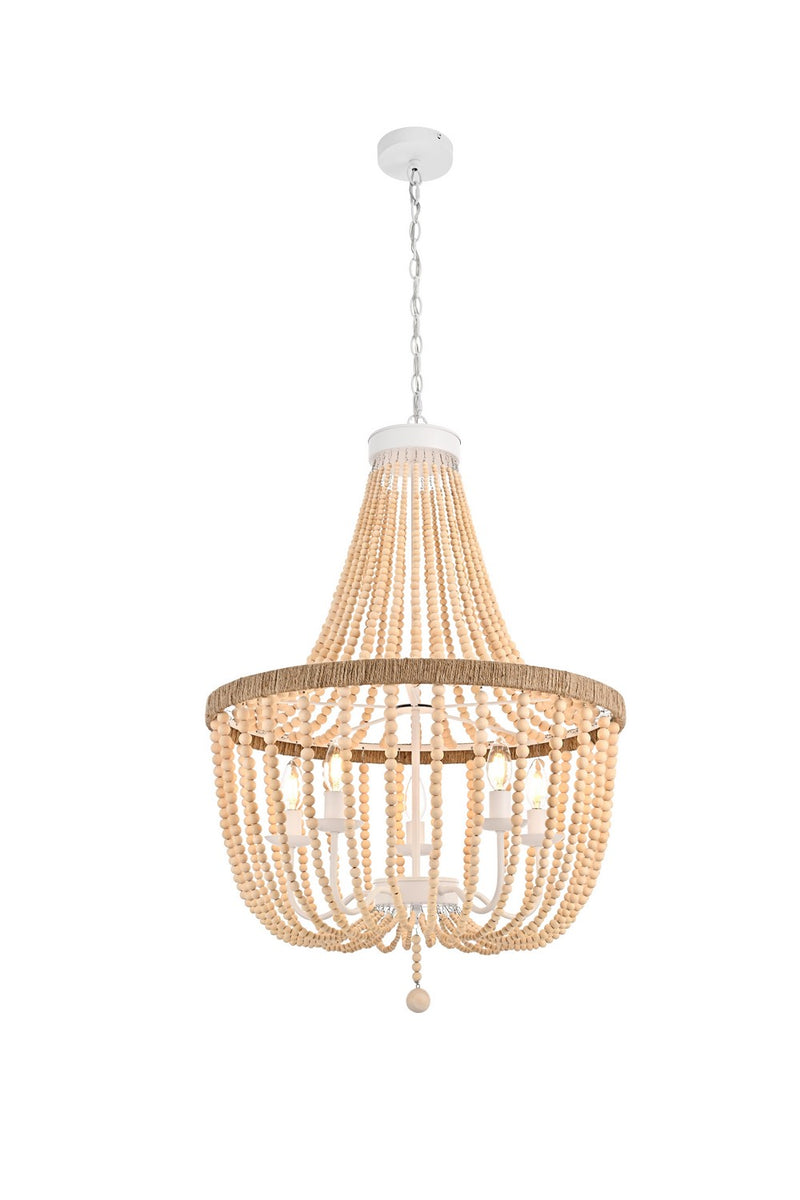 Elegant Lighting LD306D24BG Five Light Pendant, Beige