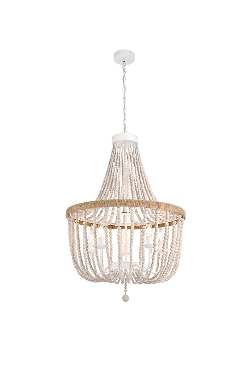 Elegant Lighting LD306D24WH Five Light Pendant, Antique white