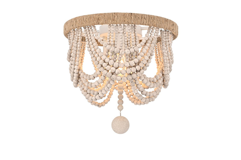 Elegant Lighting LD306F12WH Three Light Flush Mount, Antique white