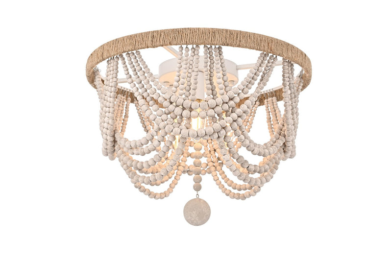 Elegant Lighting LD306F16WH Four Light Flush Mount, Antique white