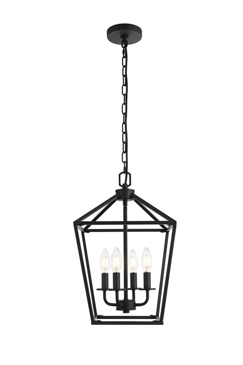 Elegant Lighting LD511H20BK Four Light Pendant, Black