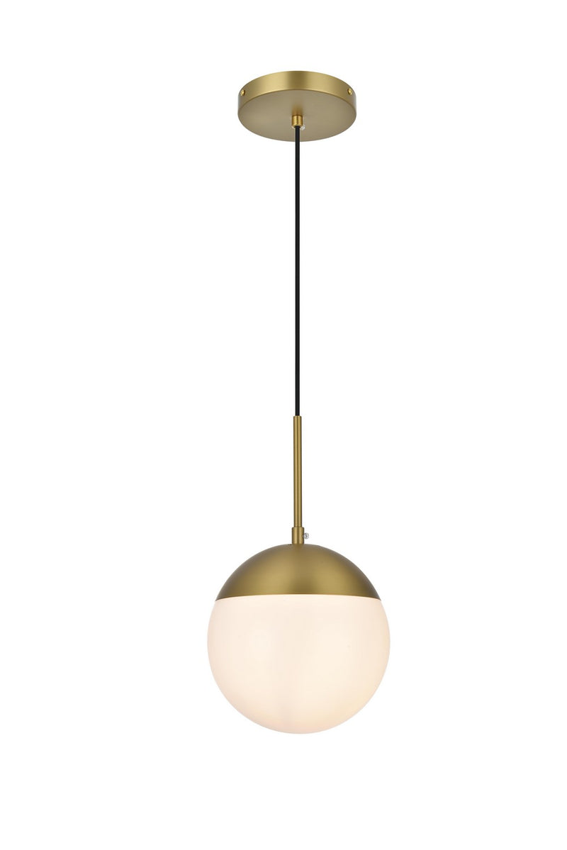 Elegant Lighting LD6026SG One Light Pendant, Satin Gold and Frosted white