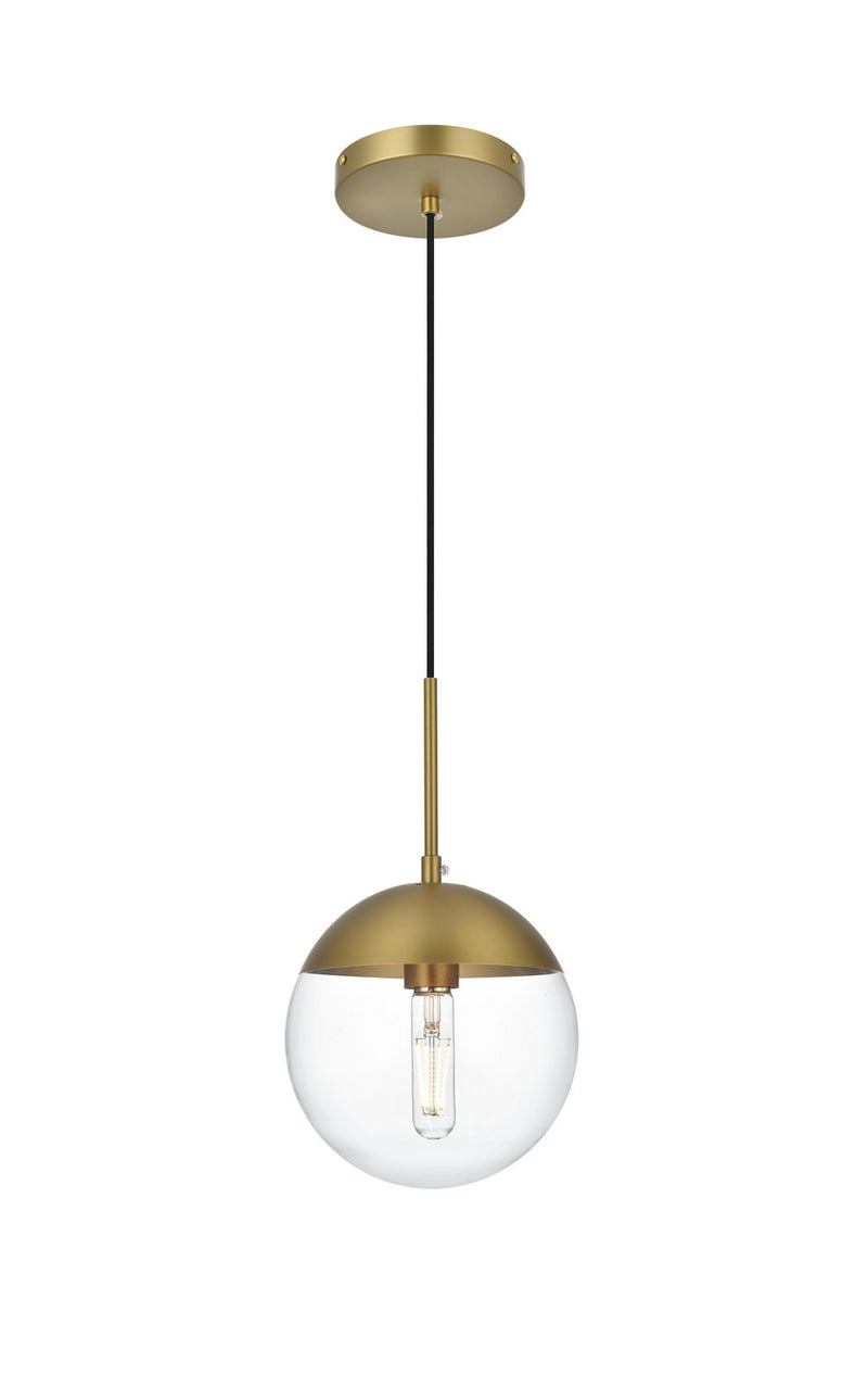 Elegant Lighting LD6027SG One Light Pendant, Satin Gold and Clear