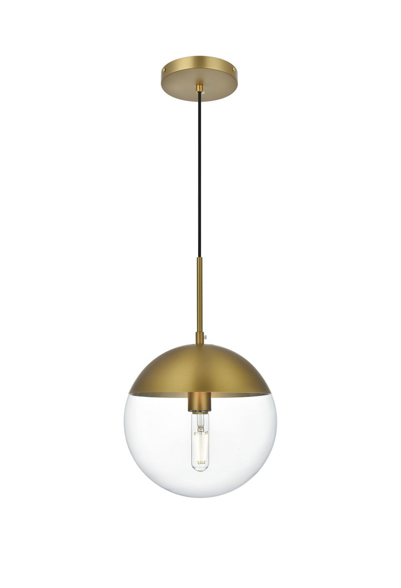 Elegant Lighting LD6033SG One Light Pendant, Satin Gold and Clear