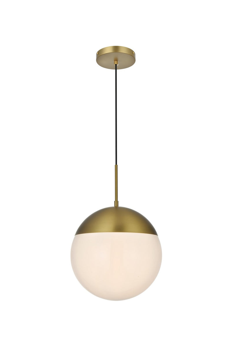 Elegant Lighting LD6038SG One Light Pendant, Satin Gold and Frosted white