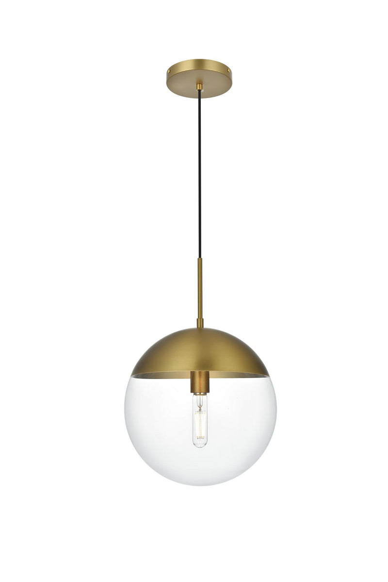 Elegant Lighting LD6039SG One Light Pendant, Satin Gold and Clear