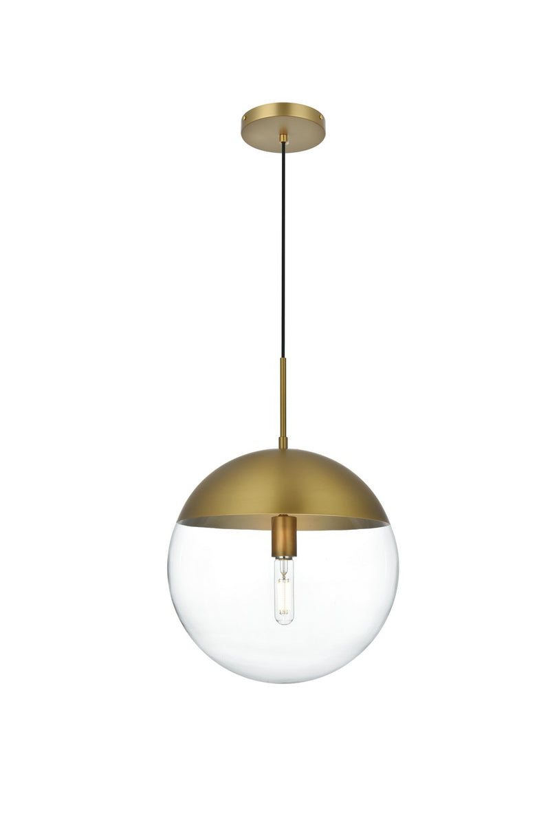 Elegant Lighting LD6045SG One Light Pendant, Satin Gold and Clear