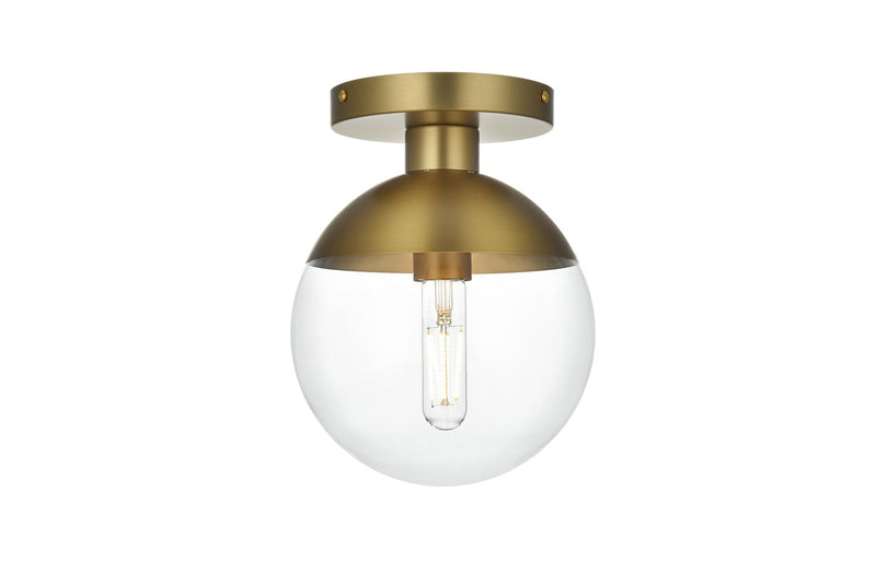 Elegant Lighting LD6051SG One Light Flush Mount, Satin Gold and Clear