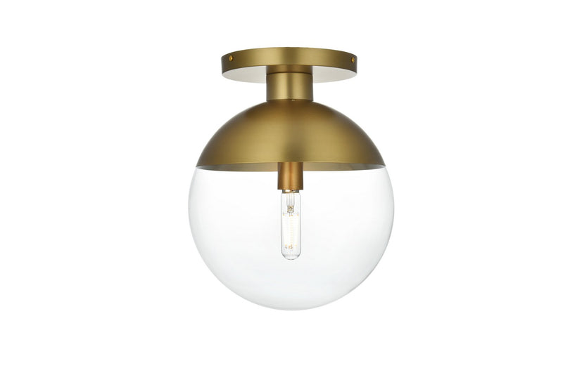 Elegant Lighting LD6057SG One Light Flush Mount, Satin Gold and Clear
