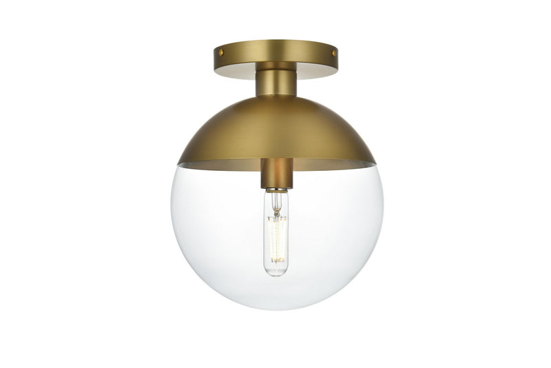 Elegant Lighting LD6063SG One Light Flush Mount, Satin Gold and Clear