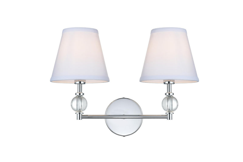 Elegant Lighting LD7022W15C Two Light Wall Sconce, Chrome and White