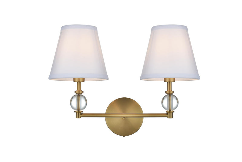 Elegant Lighting LD7022W15SG Two Light Wall Sconce, Satin Gold and White
