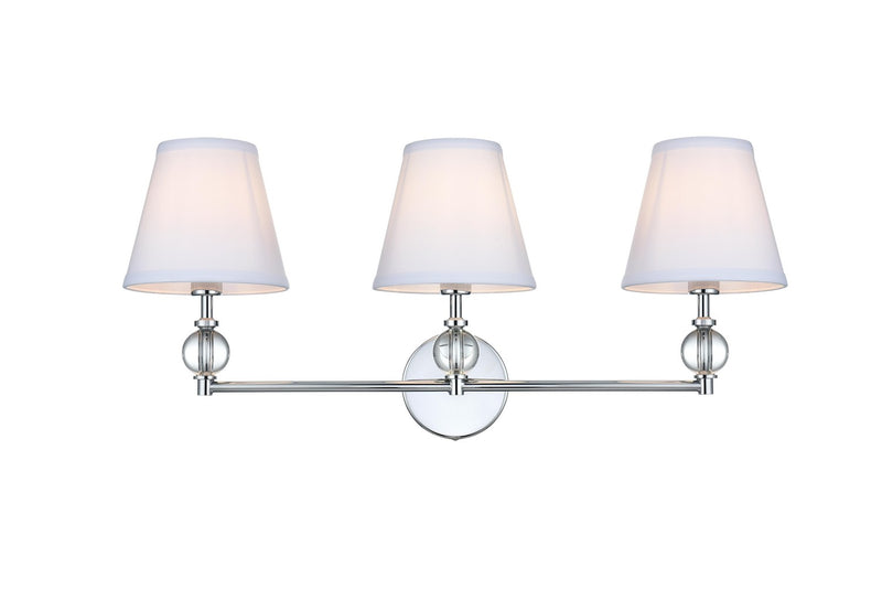 Elegant Lighting LD7023W24C Three Light Wall Sconce, Chrome and White