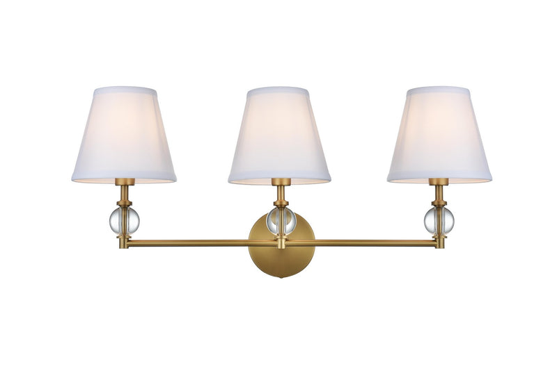 Elegant Lighting LD7023W24SG Three Light Wall Sconce, Satin Gold and White