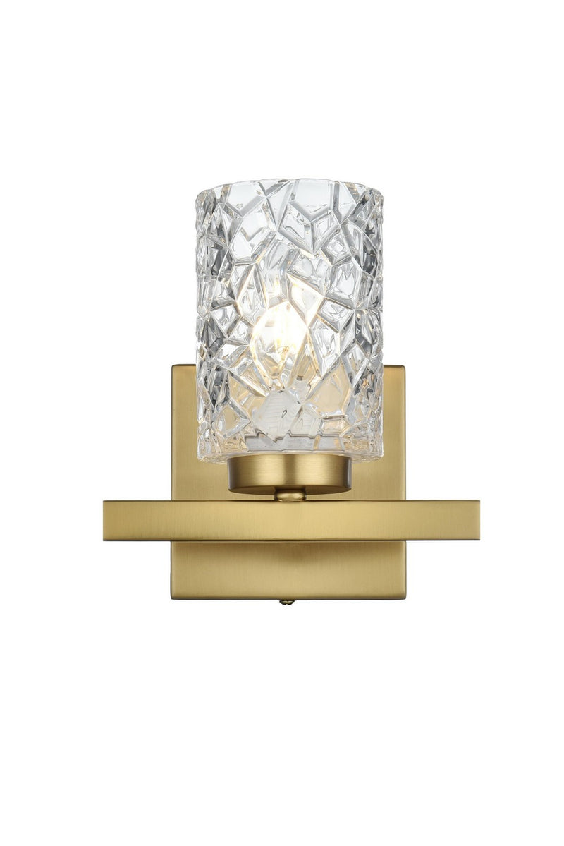Elegant Lighting LD7025W7SG One Light Wall Sconce, Satin Gold and Clear