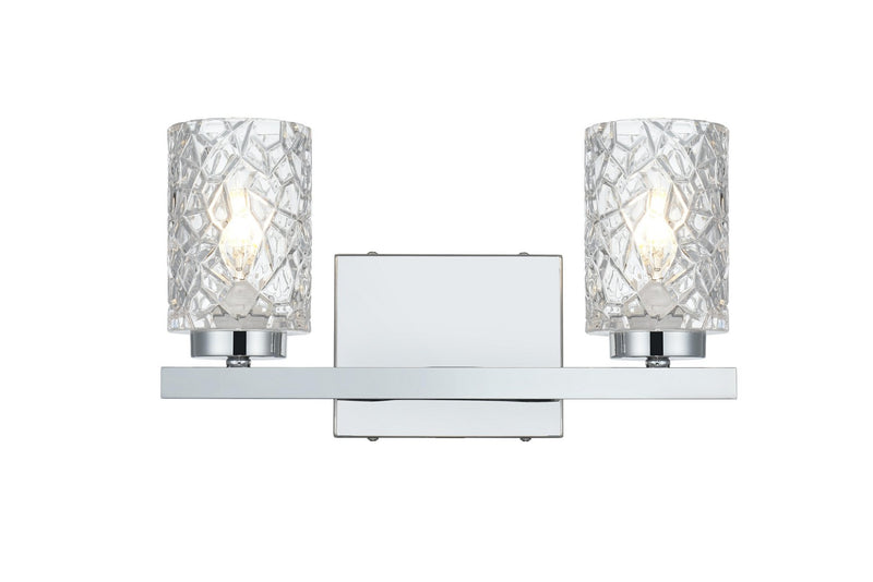 Elegant Lighting LD7026W14C Two Light Wall Sconce, Chrome and Clear