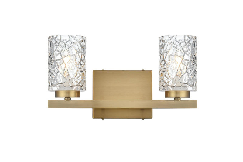 Elegant Lighting LD7026W14SG Two Light Wall Sconce, Satin Gold and Clear