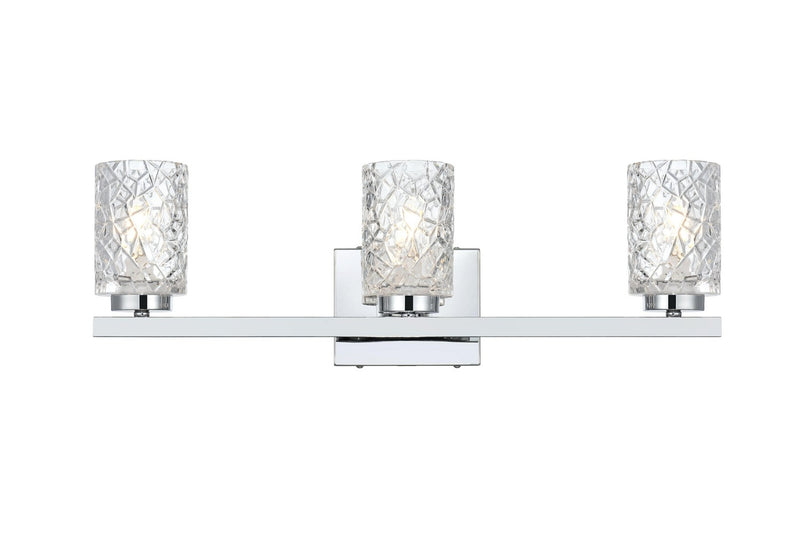Elegant Lighting LD7027W24C Three Light Wall Sconce, Chrome and Clear