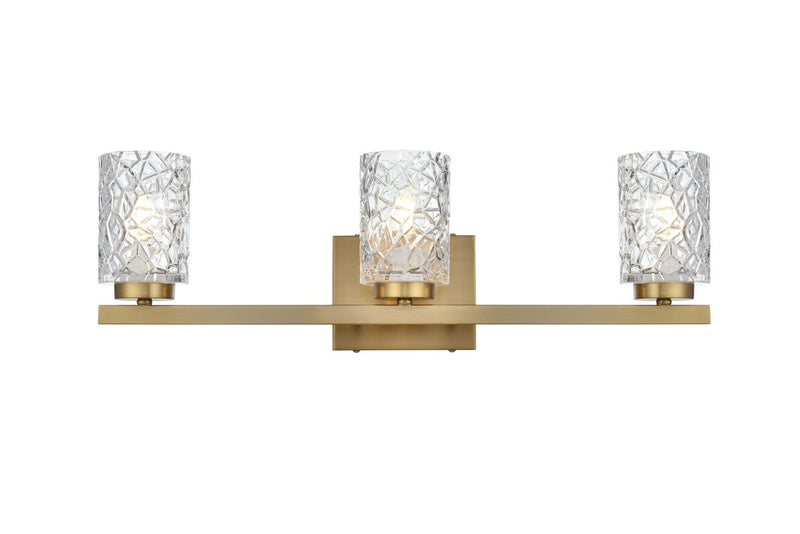Elegant Lighting LD7027W24SG Three Light Wall Sconce, Satin Gold and Clear