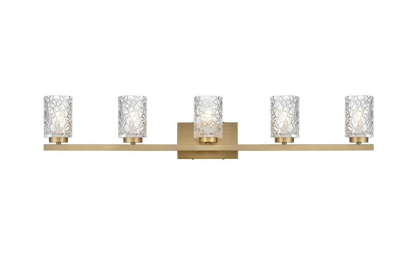 Elegant Lighting LD7029W41SG Five Light Wall Sconce, Satin Gold and Clear