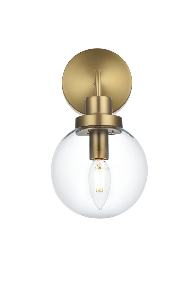 Elegant Lighting LD7031W8SG One Light Wall Sconce, Satin Gold and Clear
