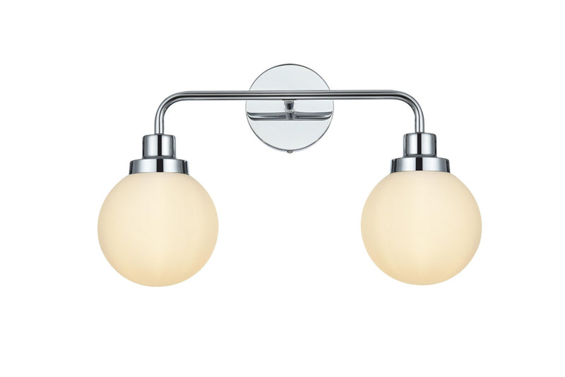 Elegant Lighting LD7032W19C Two Light Wall Sconce, Chrome and Opal White