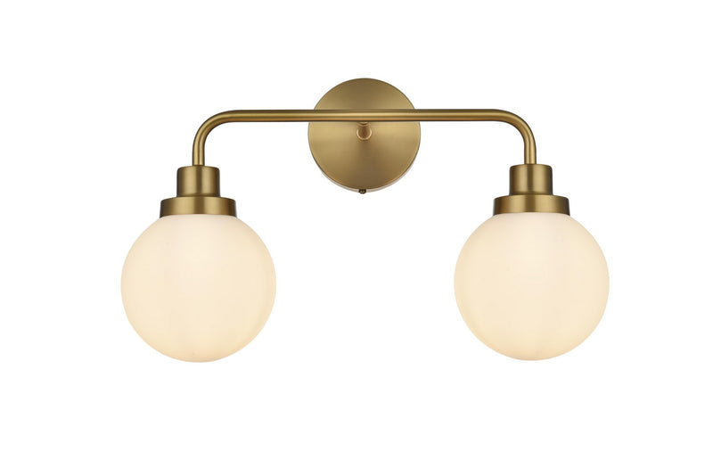 Elegant Lighting LD7032W19SG Two Light Wall Sconce, Satin Gold and Opal White