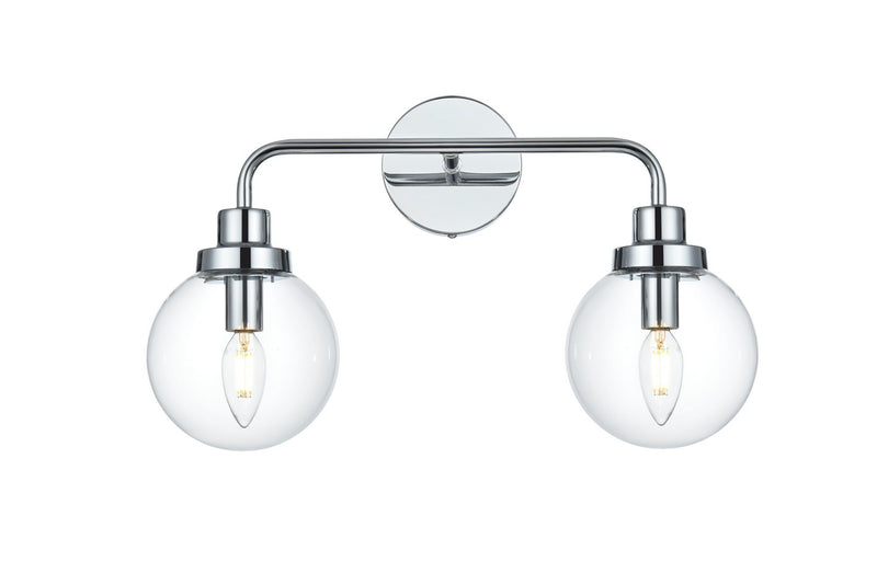 Elegant Lighting LD7033W19C Two Light Wall Sconce, Chrome and Clear