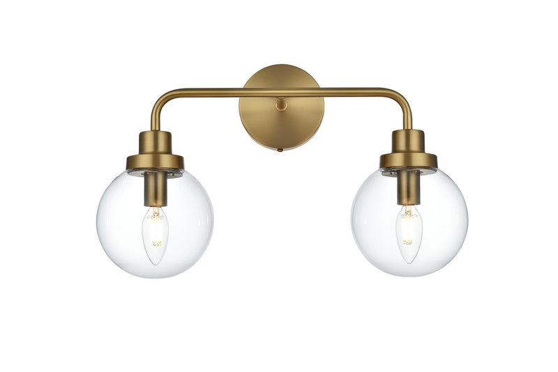 Elegant Lighting LD7033W19SG Two Light Wall Sconce, Satin Gold and Clear