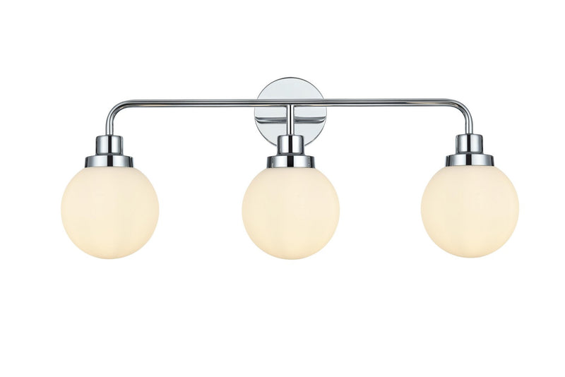 Elegant Lighting LD7034W28C Three Light Wall Sconce, Chrome and Opal White