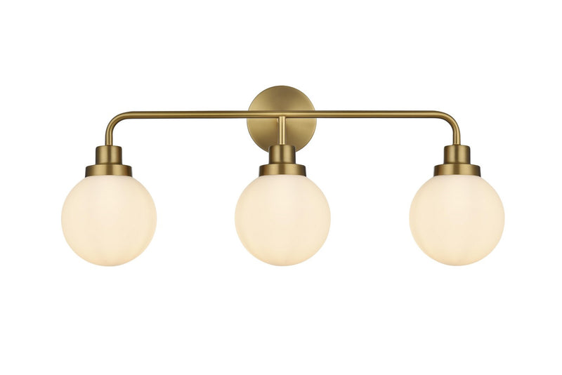 Elegant Lighting LD7034W28SG Three Light Wall Sconce, Satin Gold and Opal White