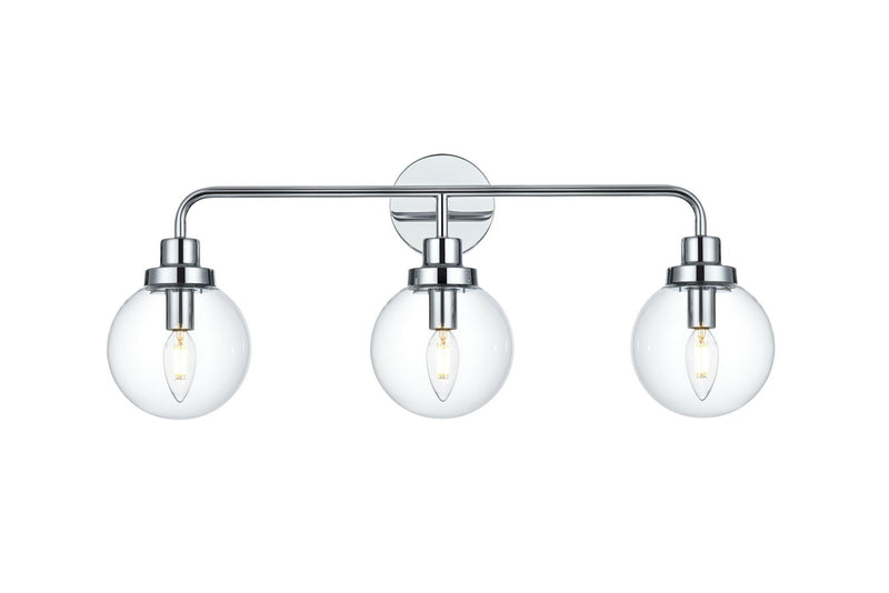 Elegant Lighting LD7035W28C Three Light Wall Sconce, Chrome and Clear