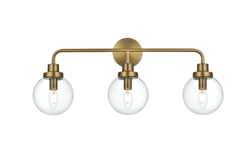 Elegant Lighting LD7035W28SG Three Light Wall Sconce, Satin Gold and Clear