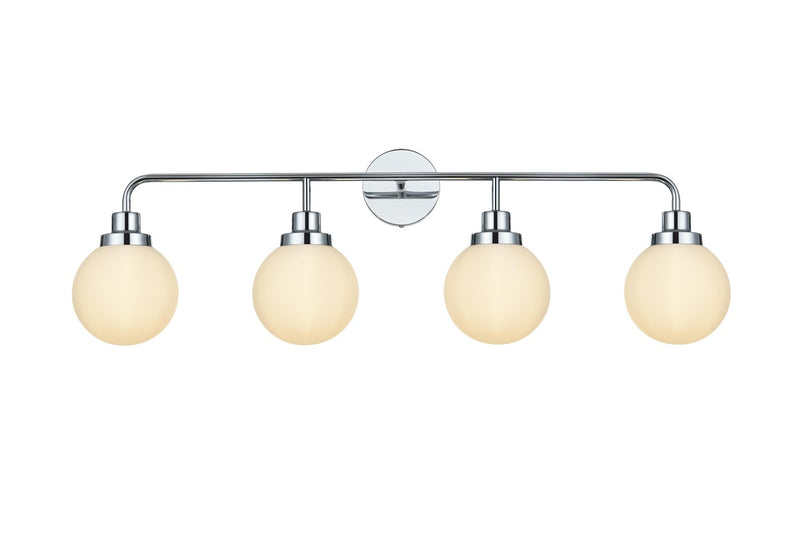 Elegant Lighting LD7036W38C Four Light Wall Sconce, Chrome and Opal White