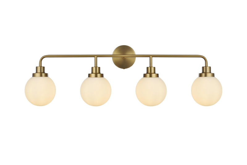 Elegant Lighting LD7036W38SG Four Light Wall Sconce, Satin Gold and Opal White