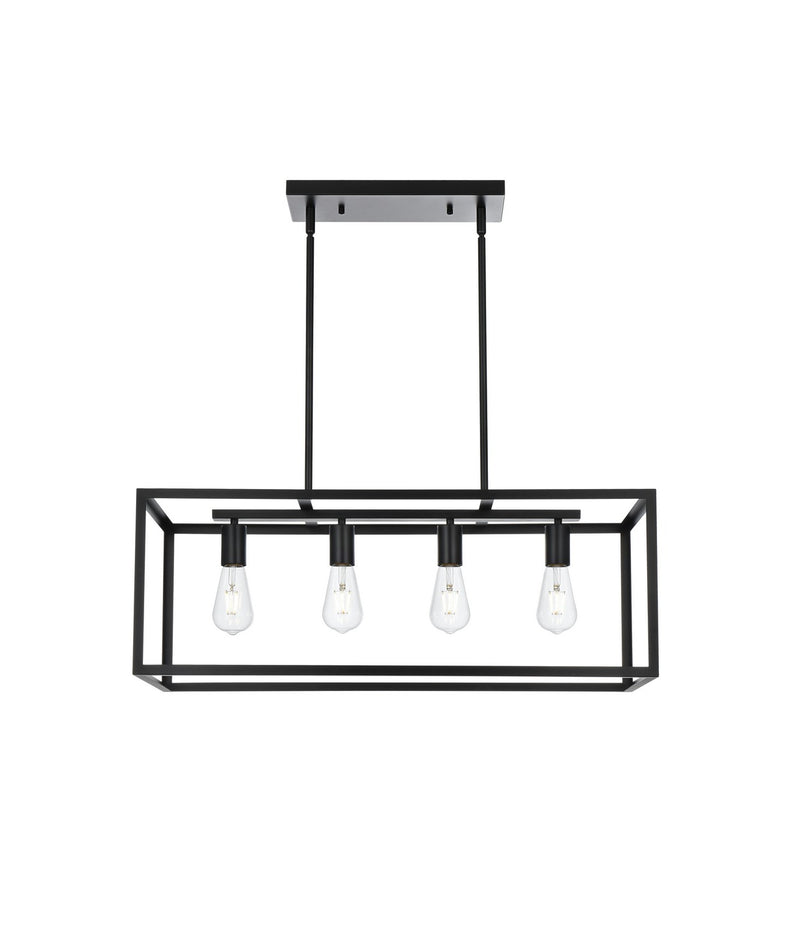 Elegant Lighting LD723D31BK Four Light Pendant, Black