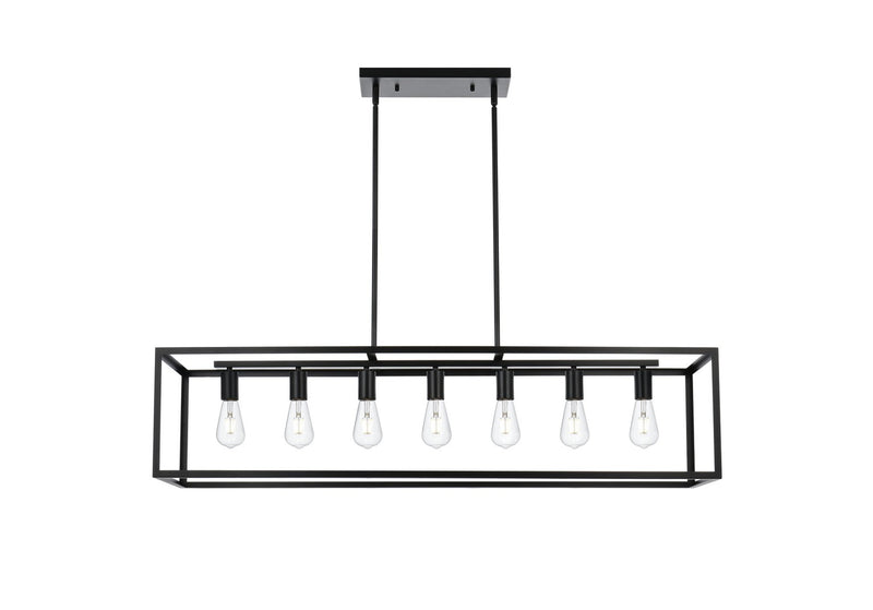 Elegant Lighting LD723D47BK Seven Light Pendant, Black