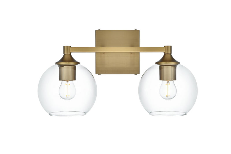 Elegant Lighting LD7308W16SG Two Light Wall Sconce, Satin Gold and Clear
