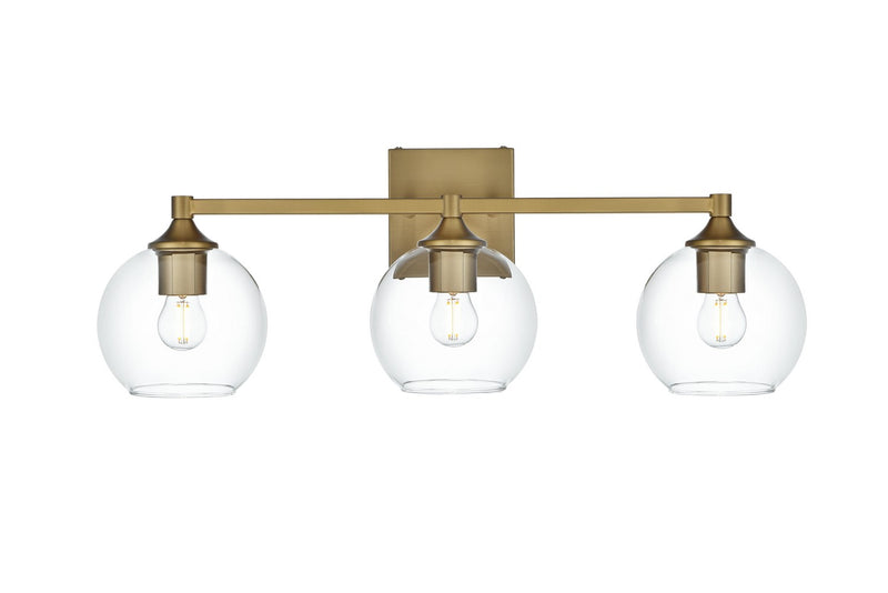 Elegant Lighting LD7308W25SG Three Light Wall Sconce, Satin Gold and Clear