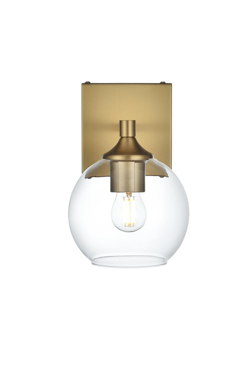 Elegant Lighting LD7308W6SG One Light Wall Sconce, Satin Gold and Clear