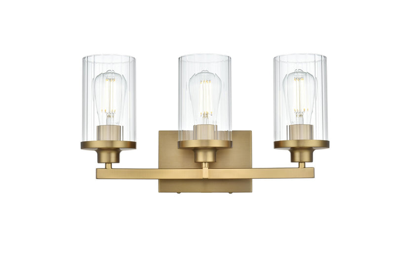 Elegant Lighting LD7316W18SG Three Light Wall Sconce, Satin Gold and Clear