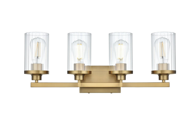 Elegant Lighting LD7316W25SG Four Light Wall Sconce, Satin Gold and Clear