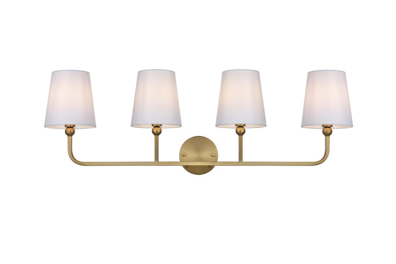 Elegant Lighting LD7322W36SG Four Light Wall Sconce, Satin Gold and White