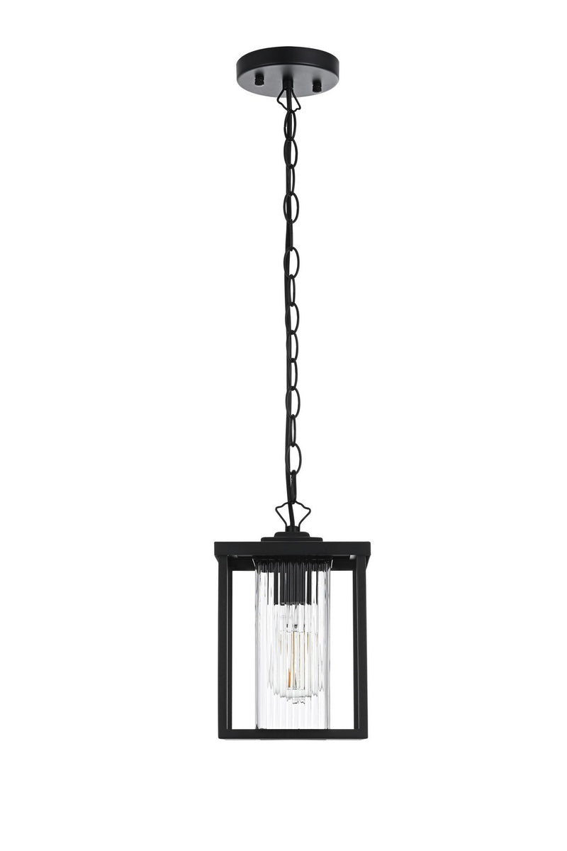 Elegant Lighting OD302H11BK One Light Outdoor Pendant, Black