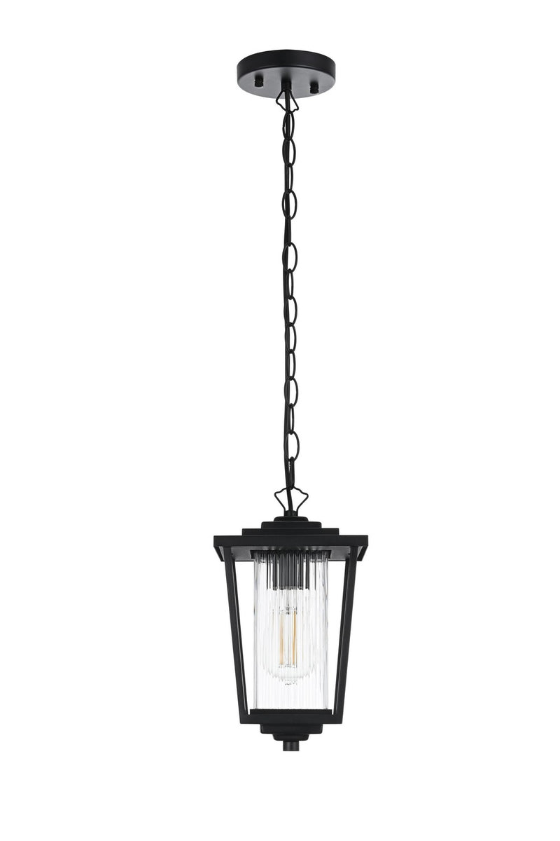 Elegant Lighting OD305H13BK One Light Outdoor Pendant, Black