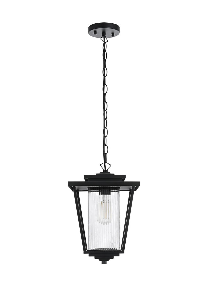 Elegant Lighting OD305H15BK One Light Outdoor Pendant, Black