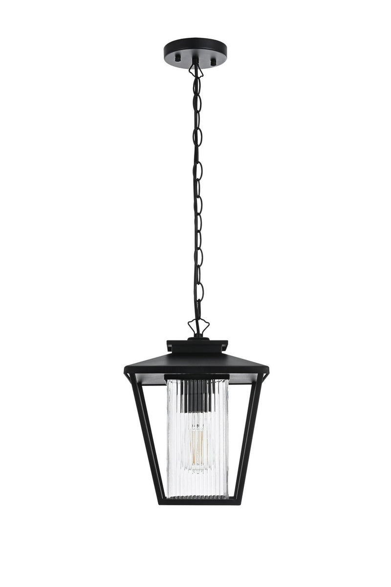 Elegant Lighting OD306H14BK One Light Outdoor Pendant, Black