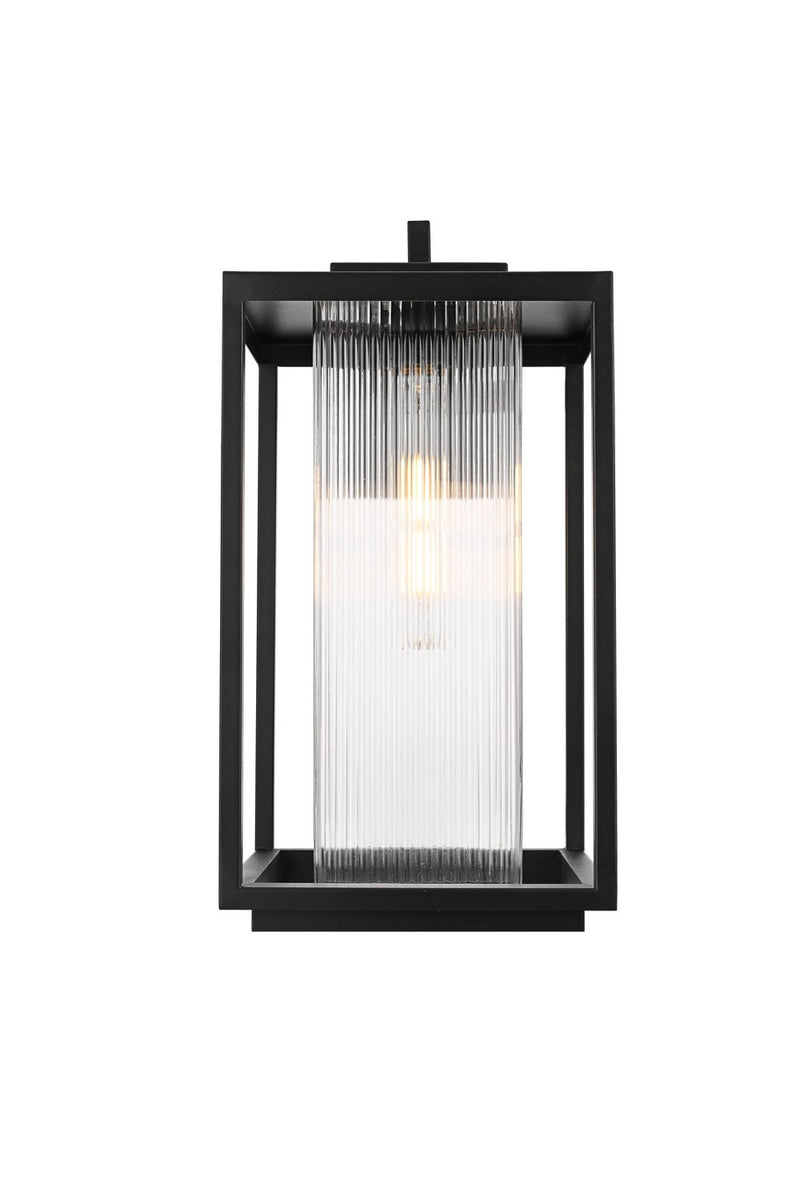 Elegant Lighting OD308W19BK One Light Outdoor Wall Sconce, Black