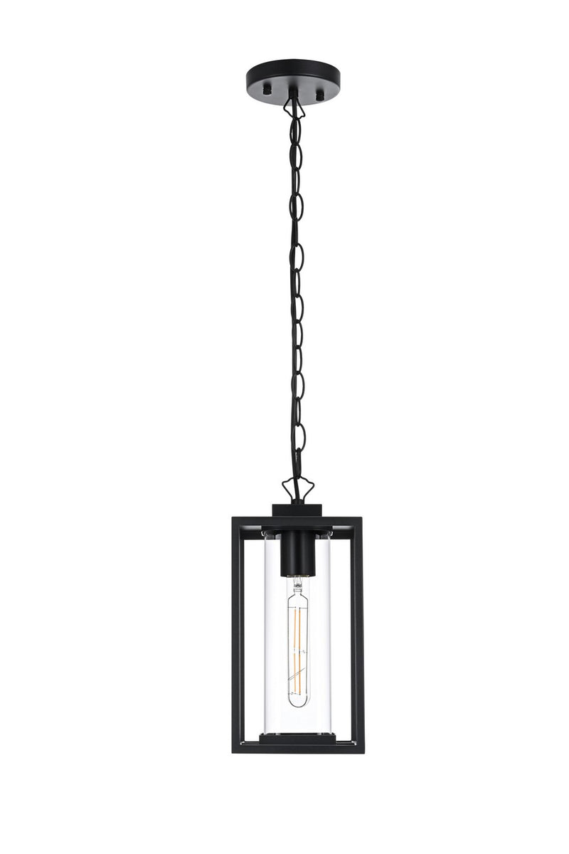 Elegant Lighting OD310H13BK One Light Outdoor Pendant, Black