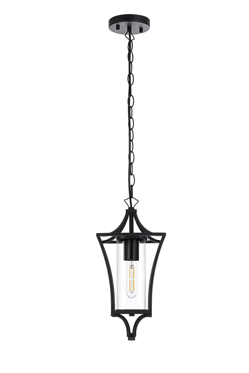 Elegant Lighting OD311H15BK One Light Outdoor Pendant, Black